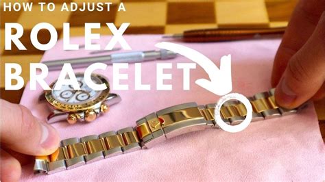 how to adjust rolex band size|adjusting a Rolex watch band.